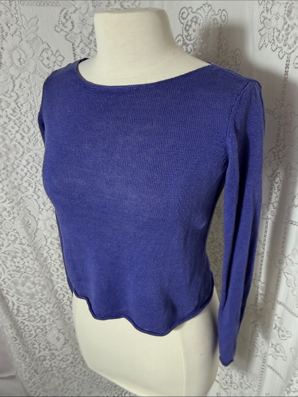 Eileen Fisher Violet Crewneck Long Sleeve Knit Top